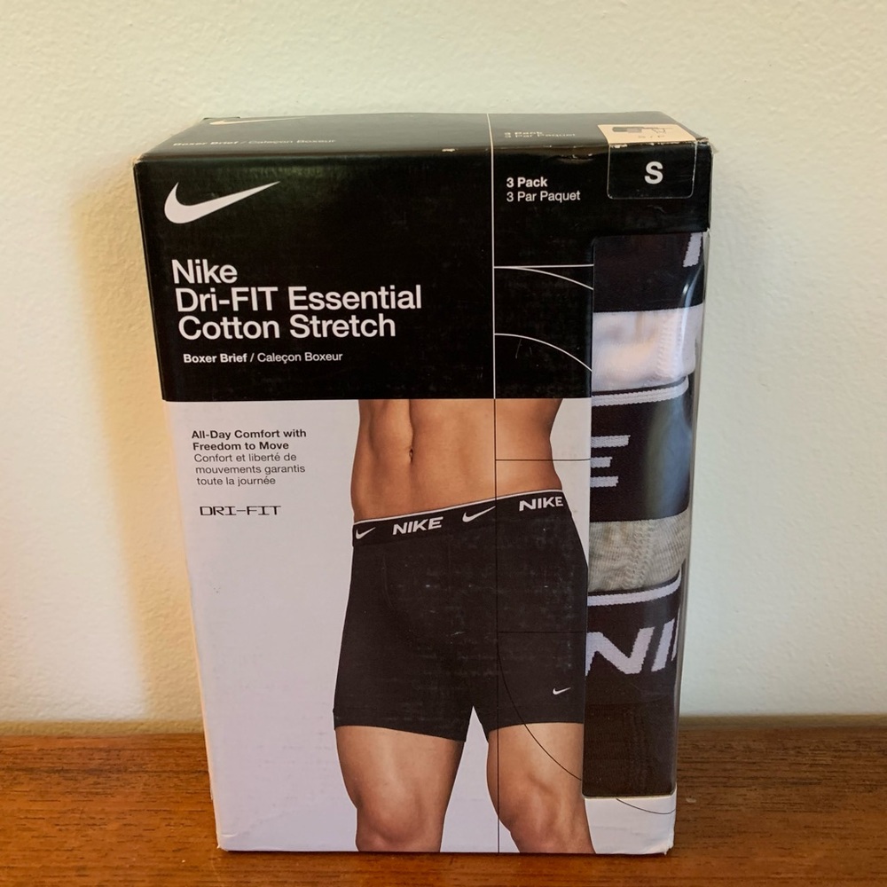 Nike DRI-FIT Essential Cotton Stretch Men’s Boxer Briefs PACK OF 3 - Size SMALL